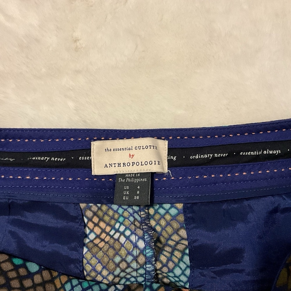 Anthropologie Womens 4 Essential Culotte Wide Leg Cropped Pants Geometric Print - Picture 4 of 5